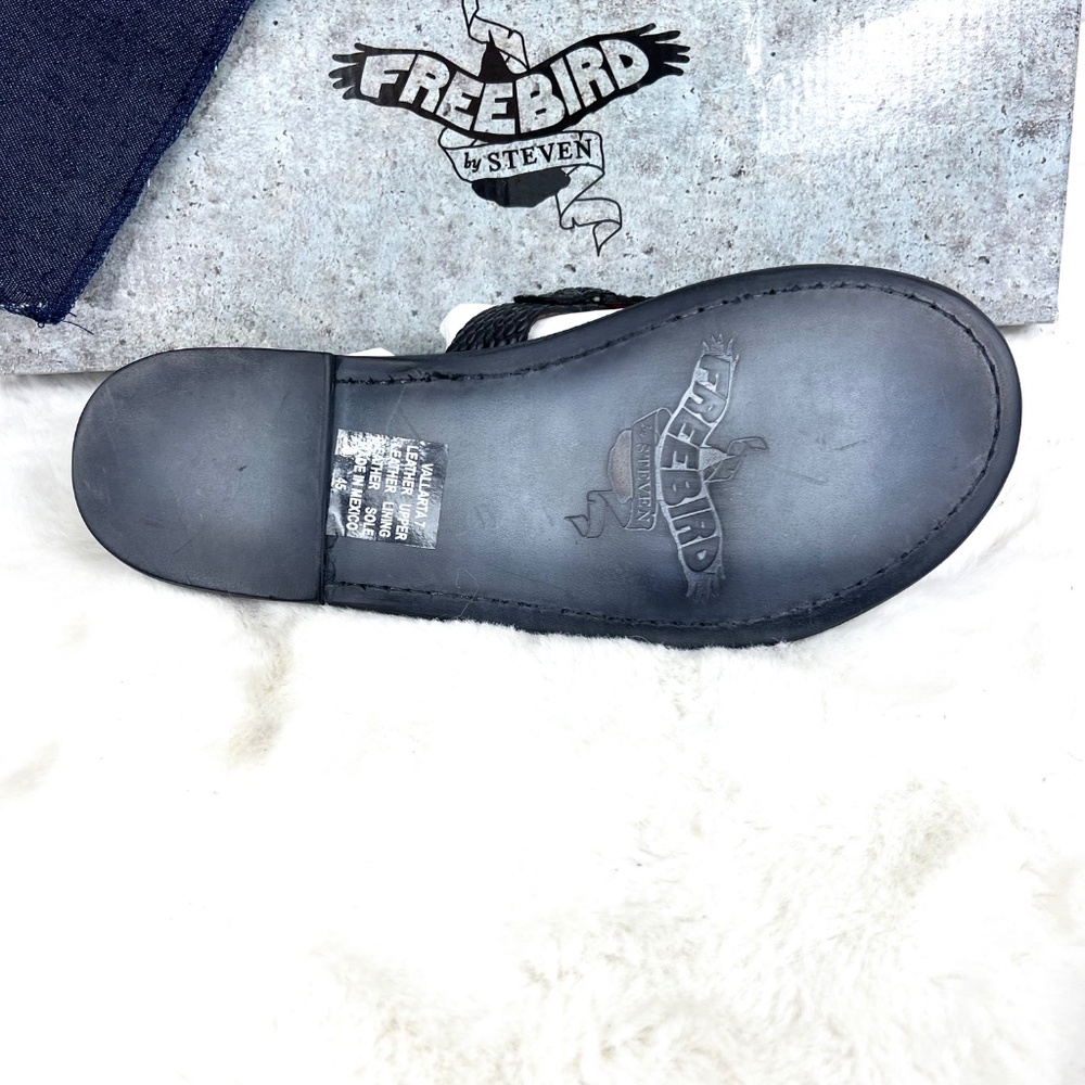 • NWT/NIB🤩 |•FREEBIRD🦅 BY STEVEN•| Vallarta Summer Flat Sandal Black Snake 7 - Picture 4 of 13